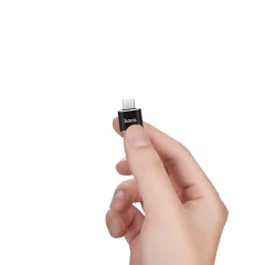 Adaptor OTG USB-A la USB Type-C, Plug & Play, 480Mbps, HOCO, UA5 - Negru Negru