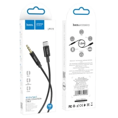 Adaptor Cablu Audio USB Type-C la Jack 3.5mm, 1m, HOCO, UPA19 - Negru Negru