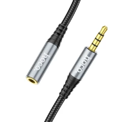 Adaptor Cablu Audio Jack 3.5mm, 1xMat la 1xFemale, 1m, HOCO, UPA20 - Gri Gri