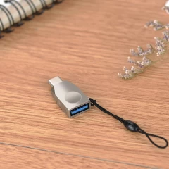 Adaptor OTG USB Type-C la USB-A, Plug & Play, HOCO, UA9 - Argintiu Argintiu