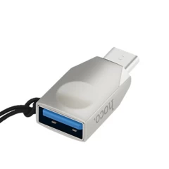 Adaptor OTG USB Type-C la USB-A, Plug & Play, HOCO, UA9 - Argintiu Argintiu