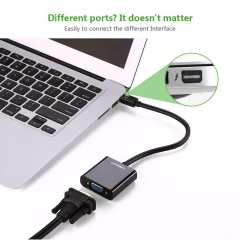 Convertor Video Mini Dp la VGA Femeie, 1080P Suport Thunderbolt 2, Ugreen, 10459 - Negru Negru