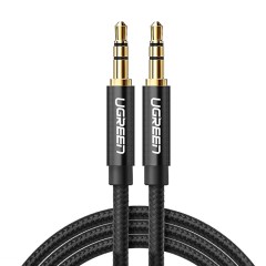 Cablu Audio Placat cu aur, Jack de la 3,5 mm la Jack de 3,5 mm, 2 m, Ugreen, 50363 - Negru