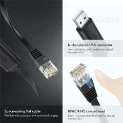 Cablu LAN Cupru pur placat cu aur, USB-A la RJ45, 3m, Ugreen, 60813 - Negru Negru