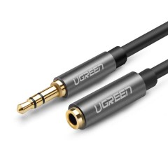 Cablu Audio Jack 3,5 mm mascul la Jack 3,5 mm mama extensie cu conector placat cu aur, 3 m, Ugreen, 10595 - Negru