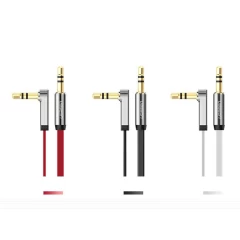 Cablu Audio Jack de 3,5 mm la Jack unghiulara de 3,5 mm cu design plat, 3 m, Ugreen, 10728 - Negru Negru