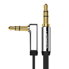 Cablu Audio Jack de 3,5 mm la Jack unghiulara de 3,5 mm cu design plat, 3 m, Ugreen, 10728 - Negru