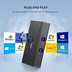 Switcher 2x USB-B la USB, 480Mbps, Ugreen, 30345 - Negru Negru
