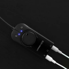Adaptor audio OTG USB-A la mufa casti de 3,5 mm, mufa de 3,5 mm pentru microfon, mufa combo de 3,5 mm (microfon + casti), Ugreen, 40964 - Negru Negru