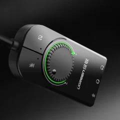 Adaptor audio OTG USB-A la mufa casti de 3,5 mm, mufa de 3,5 mm pentru microfon, mufa combo de 3,5 mm (microfon + casti), Ugreen, 40964 - Negru Negru