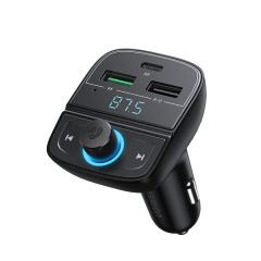 Kit Incarcator Auto Fast Charge + Modulator FM 2xUSB-A, 1xTYPE-C, TF Card Slot + LED Display, 31.5W Ugreen (80910) - Negru