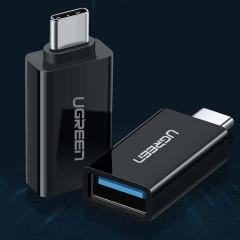Adaptor OTG USB 3.0 la Type-C, pana la 5Gbps, Ugreen, 20808 - Negru Negru