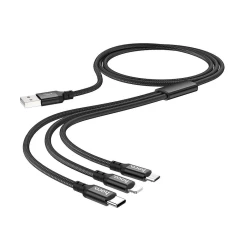 Cablu Date USB-A la USB Type-C / Micro-USB / Lightning, 2A, 1,0 m, HOCO, X14 - Negru Negru