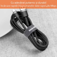 Cablu Date USB la Type-C, 2A, 2m, Baseus, CATKLF-C91 - Rosu/negru Rosu/negru