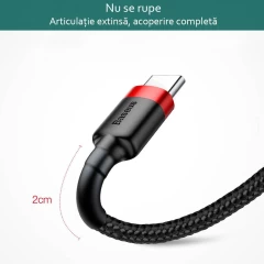 Cablu Date USB la Type-C, 2A, 2m, Baseus, CATKLF-C91 - Rosu/negru Rosu/negru