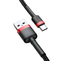 Cablu Date USB la Type-C, 2A, 2m, Baseus, CATKLF-C91 - Rosu/negru Rosu/negru