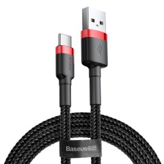 Cablu Date USB la Type-C, 2A, 2m, Baseus, CATKLF-C91 - Rosu/negru