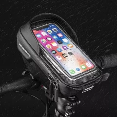 Geanta ghidon bicicleta cu suport telefon waterproof 19.5x10.3x7.3cm RockBros B70 - Negru Negru