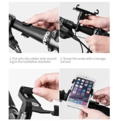 Suport de telefon pentru bicicleta 6.2 inchi RockBros D-S101BK - Negru Negru