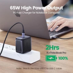 Kit Incarcator Priza Fast Charge + Cablu TYPE-C, PD GaN 3.0, 65W, 4A Ugreen (70817) - Negru Negru