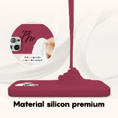 Husa iPhone 14 Pro Max Casey Studios Premium Soft Silicone Burgundy