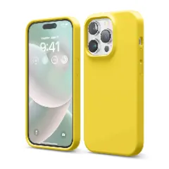 Husa iPhone 14 Pro Casey Studios Premium Soft Silicone - Nectarine Yellow 