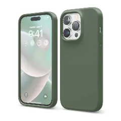 Husa iPhone 14 Pro Casey Studios Premium Soft Silicone - Gray Webster Green 