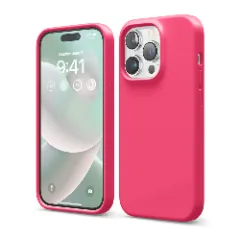 Husa iPhone 14 Pro Casey Studios Premium Soft Silicone - Nectarine Fuchsia 