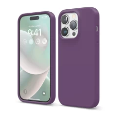 Husa iPhone 14 Pro Casey Studios Premium Soft Silicone - Turqoise Light Purple 