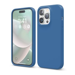 Husa iPhone 14 Pro Casey Studios Premium Soft Silicone - Cadet Blue