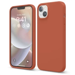 Husa iPhone 14 Plus Casey Studios Premium Soft Silicone Orange Red 