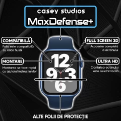 Folie Regenerabila 42 MM - 1/2/3/4/5/6/7/8/SE/Ultra, de Protectie, Casey Studios MaxDefense+ - Negru Negru