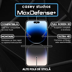 Folie Sticla iPhone 14 Pro Max Casey Studios Full Screen 9H + Kit de Instalare Cadou - Negru Negru