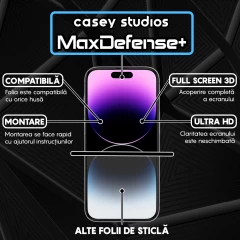 Folie Sticla iPhone 14 Pro Casey Studios Full Screen 9H + Kit de Instalare Cadou - Negru Negru
