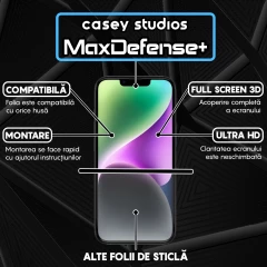 Folie Sticla iPhone 14 Plus Casey Studios Full Screen 9H + Kit de Instalare Cadou - Negru Negru