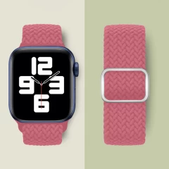 Curea Apple Watch 1/2/3/4/5/6/7/8/SE/Ultra - 42/44/45/49 MM Braided Loop Ajustabila Casey Studios, din Material Textil Casey Studios - Pink Pink