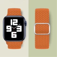 Curea Apple Watch 1/2/3/4/5/6/7/8/SE/Ultra - 42/44/45/49 MM Braided Loop Ajustabila Casey Studios, din Material Textil Casey Studios - Hermes Orange Hermes Orange