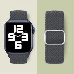 Curea Apple Watch 1/2/3/4/5/6/7/8/SE/Ultra - 42/44/45/49 MM Braided Loop Ajustabila Casey Studios, din Material Textil Casey Studios - Space Gray Space Gray