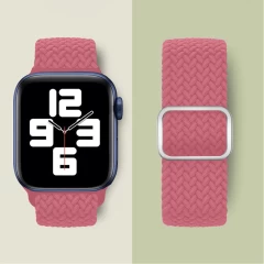 Curea Apple Watch 1/2/3/4/5/6/7/8/SE/Ultra - 38/40/42 MM Braided Loop Ajustabila Casey Studios, din Material Textil - Pink Pink