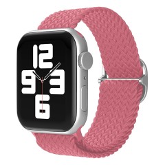 Curea Apple Watch 1/2/3/4/5/6/7/8/SE/Ultra - 38/40/42 MM Braided Loop Ajustabila Casey Studios, din Material Textil - Pink