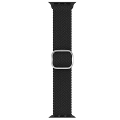 Curea Apple Watch 1/2/3/4/5/6/7/8/SE/Ultra - 38/40/42 MM Braided Loop Ajustabila Casey Studios, din Material Textil - Black Black