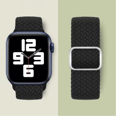 Curea Apple Watch 1/2/3/4/5/6/7/8/SE/Ultra - 38/40/42 MM Braided Loop Ajustabila Casey Studios, din Material Textil - Black Black