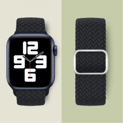Curea Apple Watch 1/2/3/4/5/6/7/8/SE/Ultra - 38/40/42 MM Braided Loop Ajustabila Casey Studios, din Material Textil - Charcoal Charcoal