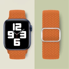 Curea Apple Watch 1/2/3/4/5/6/7/8/SE/Ultra - 38/40/42 MM Braided Loop Ajustabila Casey Studios, din Material Textil - Hermes Orange Hermes Orange