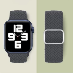 Curea Apple Watch 1/2/3/4/5/6/7/8/SE/Ultra - 38/40/42 MM Braided Loop Ajustabila Casey Studios, din Material Textil - Space Gray Space Gray
