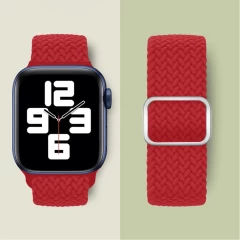 Curea Apple Watch 1/2/3/4/5/6/7/8/SE/Ultra - 38/40/42 MM Braided Loop Ajustabila Casey Studios, din Material Textil - Red Red