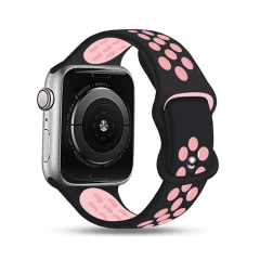 Curea Apple Watch 1/2/3/4/5/6/7/8/SE/Ultra - 42/44/45/49 MM Silicone Sport Loop Casey Studios, din Silicon, cu Perforatii Casey Studios - Black / Pink Black / Pink