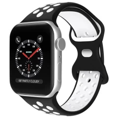 Curea Apple Watch 1/2/3/4/5/6/7/8/SE - 38/40/41 MM Silicone Sport Loop Casey Studios, din Silicon, cu Perforatii Casey Studios - Red / Black Black/white 