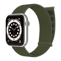 Curea Apple Watch 1/2/3/4/5/6/7/8/SE - 38/40/41 MM Nylon Sport Loop Casey Studios, din Material Textil Casey Studios - Army Green