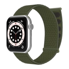 Curea Apple Watch 1/2/3/4/5/6/7/8/SE - 38/40/41 MM Nylon Sport Loop Casey Studios, din Material Textil Casey Studios - Black Army Green 